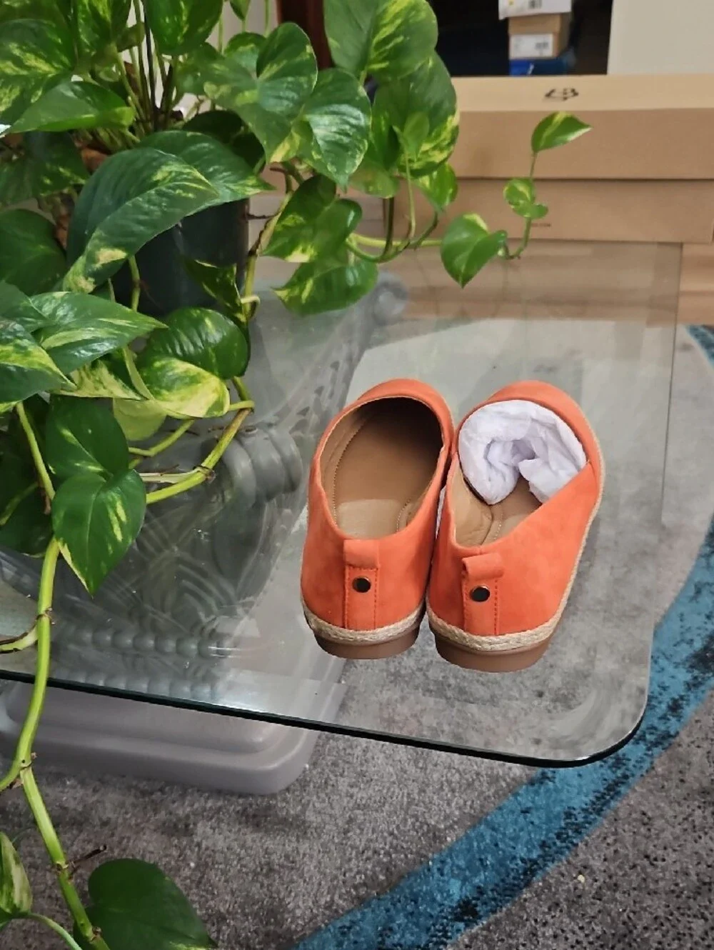 Classic Orange Espadrille Slip-On Flats